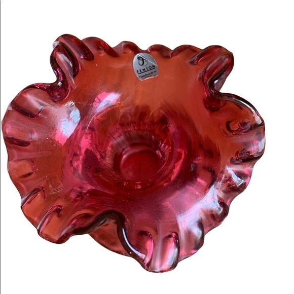 Fenton Coin Dot Cranberry Vase - Picture 2 of 3